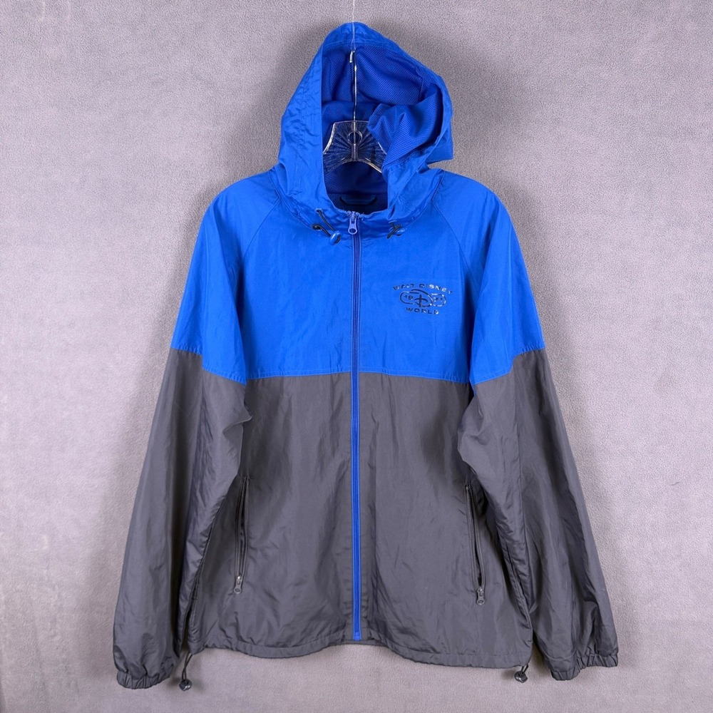 Disney Parks Disney World 1979 Mens Medium Windbreaker Jacket Blue Gray Full Zip
